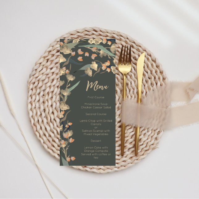 Menu Élégant Émeraude et Botanique de Fleur Sauvage Bei (Créateur téléchargé)