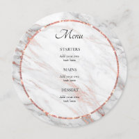 Menu élégant en marbre or rose