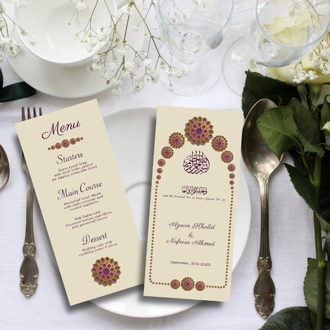 Menu Elégant et Floral Motif géométrique Mariage islami (Créateur téléchargé)