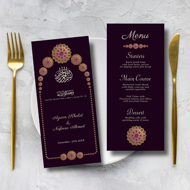 Menu Elégant et Floral Motif géométrique Mariage islami (Créateur téléchargé)