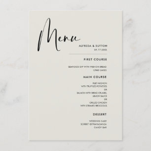 Menu Élégant et moderne mariage vert Sage clair