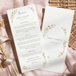 Menu Élégant fleur sauvage Boho Mariage de script