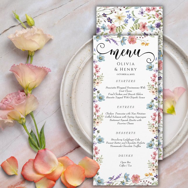 Menu Élégant Fleur sauvage de printemps simple Mariage (Créateur téléchargé)