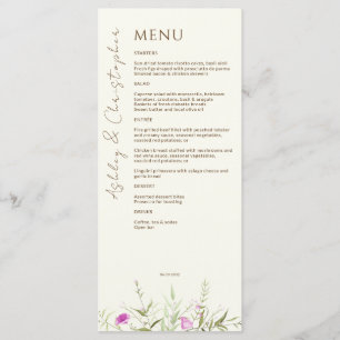Menu Élégant Fleur sauvage moderne Mariage off-White
