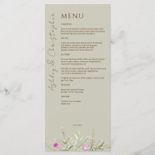 Menu Élégant Fleur sauvage moderne Taupe Mariage