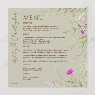 Menu Élégant Fleur sauvage moderne Taupe Mariage