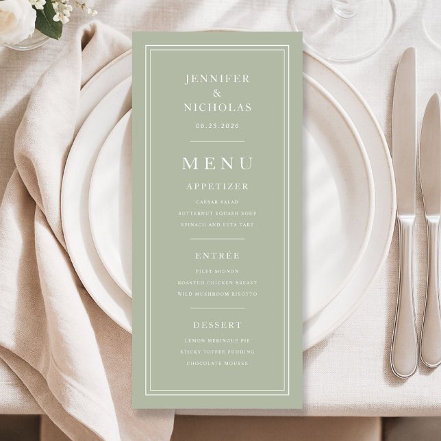 Menu Elegant Formal Sage Green Wedding (Elegant Formal Sage Green Wedding Menu)