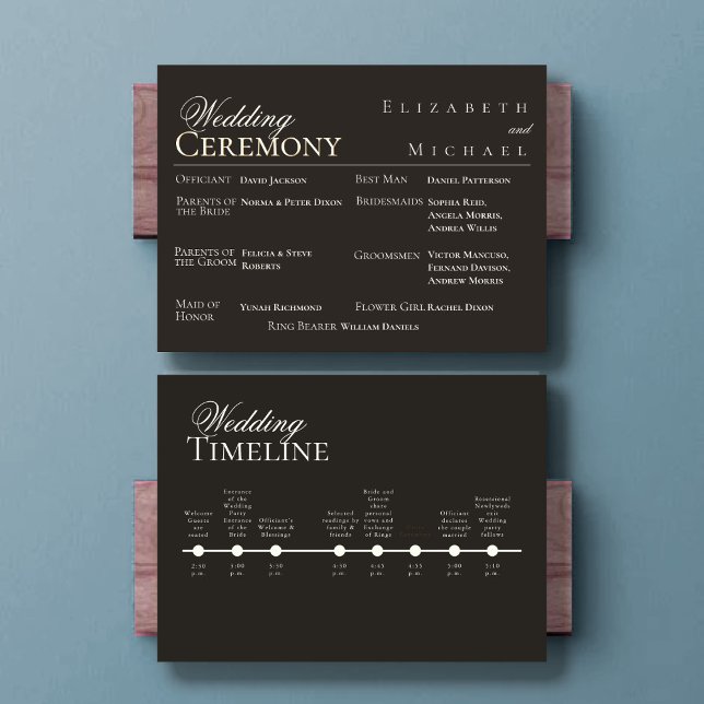 Menu Elegant Gold Minimalist Wedding Program Timeline (Créateur téléchargé)