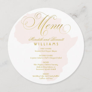 Menu Élégant Gold Script Blush Pink Afrique Mariage