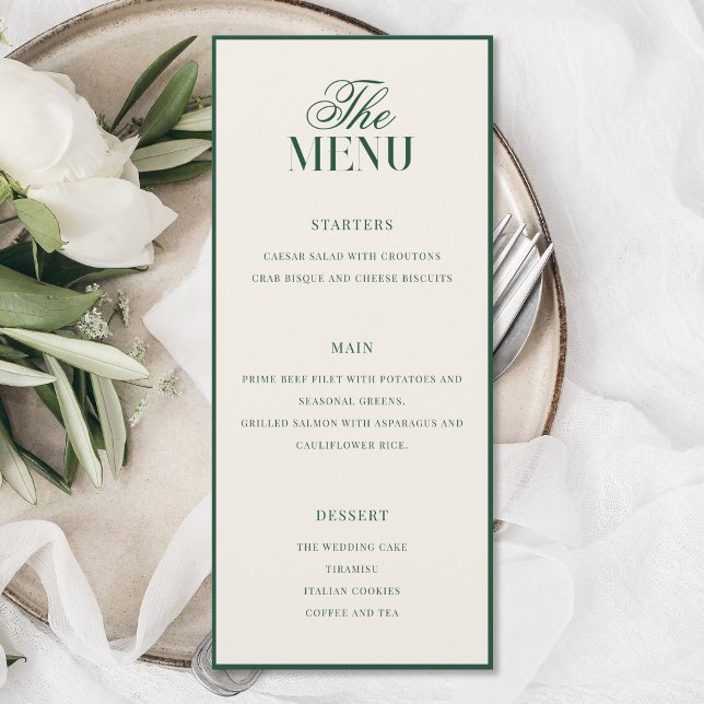 Menu Elegant Green Old Money Wedding (Créateur téléchargé)