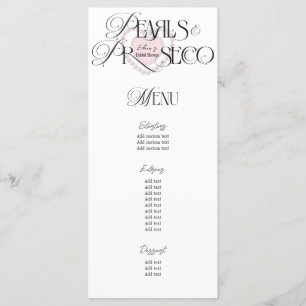 Menu Elegant Heart Pearls Prosecco Fête des mariées Bub