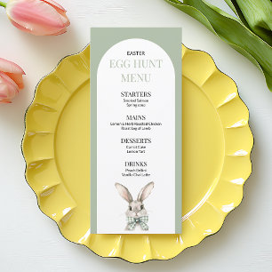 Menu Elégant lapin vert aquarelle Rabbit chasse oeufs
