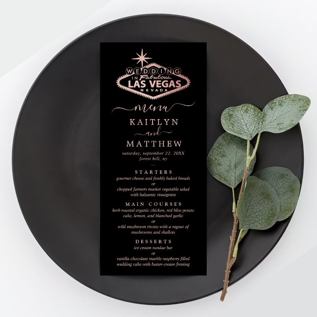 Menu Elégant Las Vegas Destination Mariage (Créateur téléchargé)
