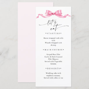 Menu Élégant Mariage à mâchoire douce rose