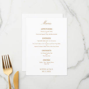 Menu élégant Mariage blanc Golden Beige