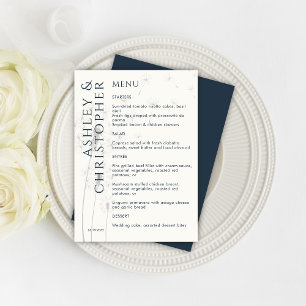 Menu Élégant Mariage bleu marine moderne Dandelion