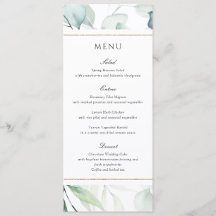 Menu Élégant mariage botanique aquarelle de verdure