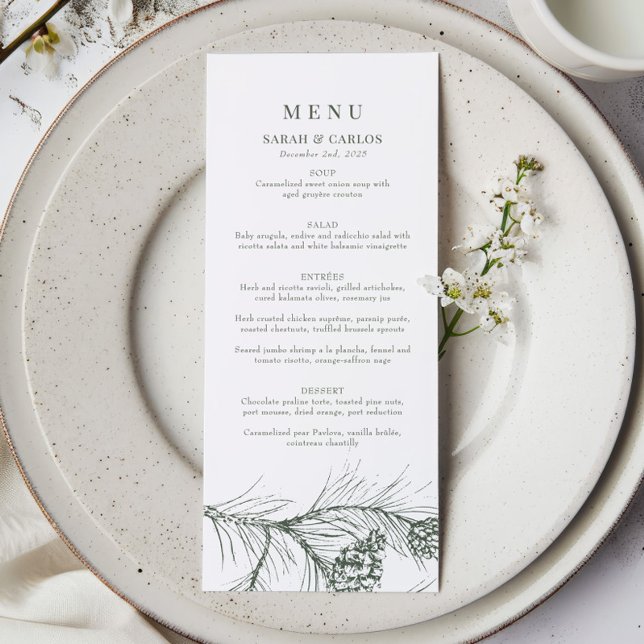 Menu Élégant Mariage de bois de pin rustique (Créateur téléchargé)