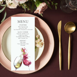 Menu Élégant Mariage de danse du vin rouge et blanc