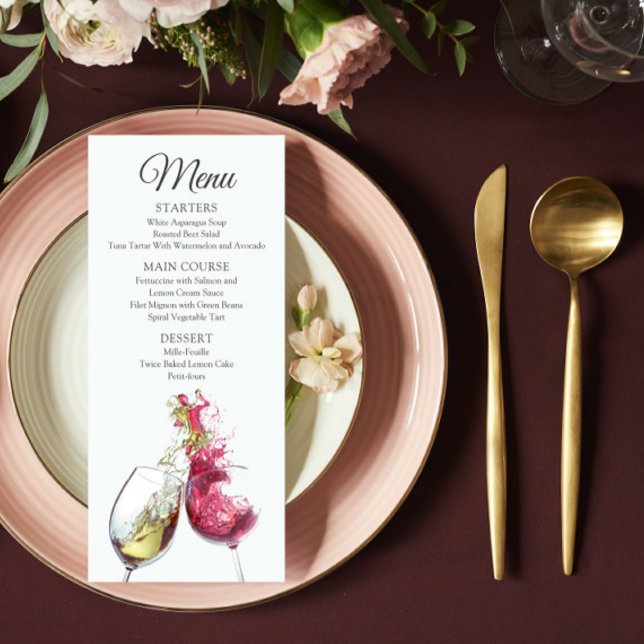 Menu Élégant Mariage de danse du vin rouge et blanc (Créateur téléchargé)