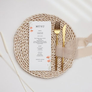 Menu Élégant Mariage de fleurs orange de prés de pavot