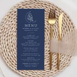Menu Élégant Mariage de la Lune botanique et des étoile