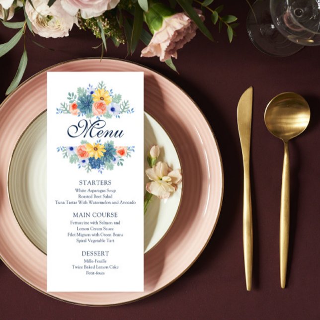 Menu Élégant Mariage de Macaron Succulent Floral (Créateur téléchargé)