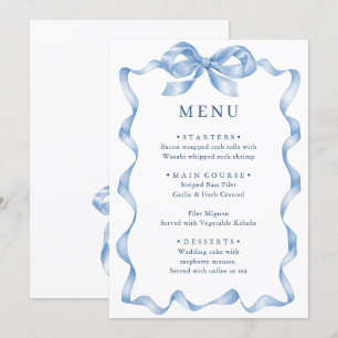 Menu Élégant Mariage de mâchoire bleu Dusty
