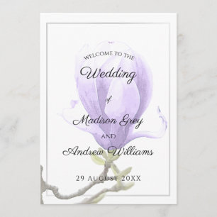 Menu Élégant Mariage de Magnolia Violet