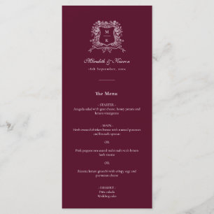Menu Élégant Mariage de Merci de crête Vintage de Bourg