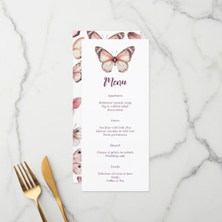 Menu Élégant Mariage de papillons Fête CUSTOM