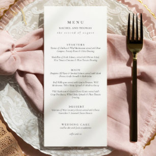 Menu Élégant Mariage de script noir et blanc