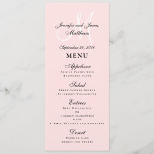 Menu Élégant Mariage de script rose vierge