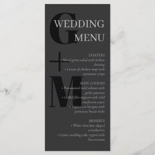 Menu Élégant Mariage de typographie de charbon de bois