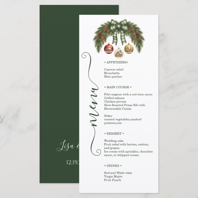 Menu Élégant Mariage de Vacances Rustique (Devant / Derrière)