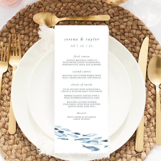 Menu Elégant Mariage d'eau bleu côtier (Créateur téléchargé)