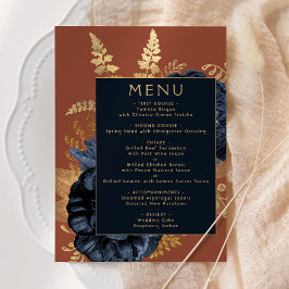 Menu Élégant Mariage en or rouille bleu marine