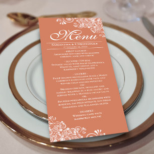 Menu Élégant Mariage en terre cuite corail et boucles b