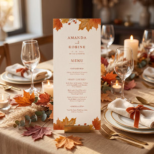Menu Élégant Mariage Feuilles d'Érable d'Automne