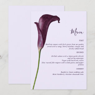 Menu Élégant mariage fleur de lys calla pourpre