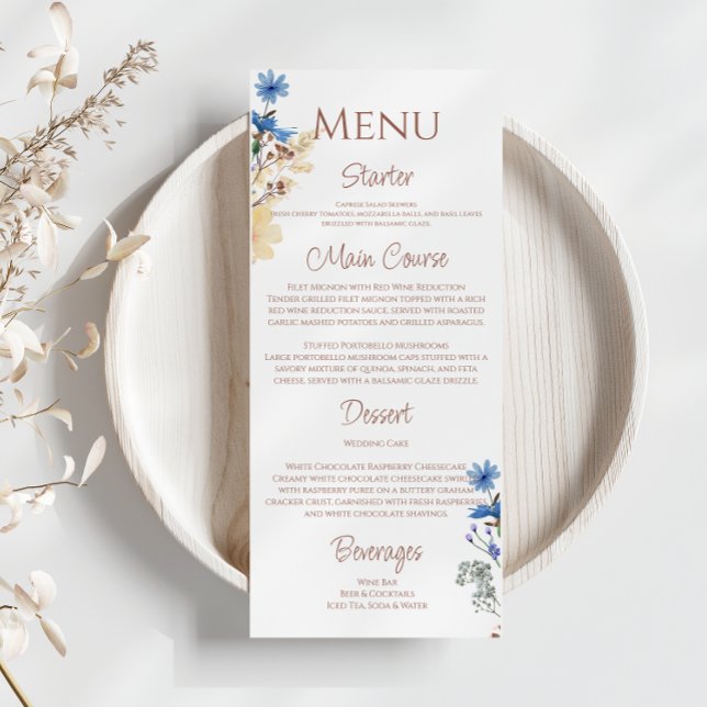 Menu Élégant Mariage Fleur sauvage (Créateur téléchargé)