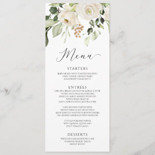 Menu Élégant mariage floral blanc de verdure feuillage