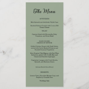 Menu Élégant Mariage Floral Ornate Sage Vert