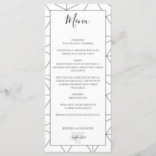 Menu Élégant Mariage Motif géométrique