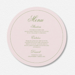 Menu Élégant Mariage Pois rose