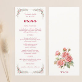 Menu Elégant Mariage Rose aquarelle