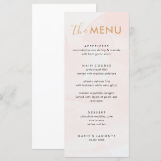 Menu Élégant Mariage rose Pastel
