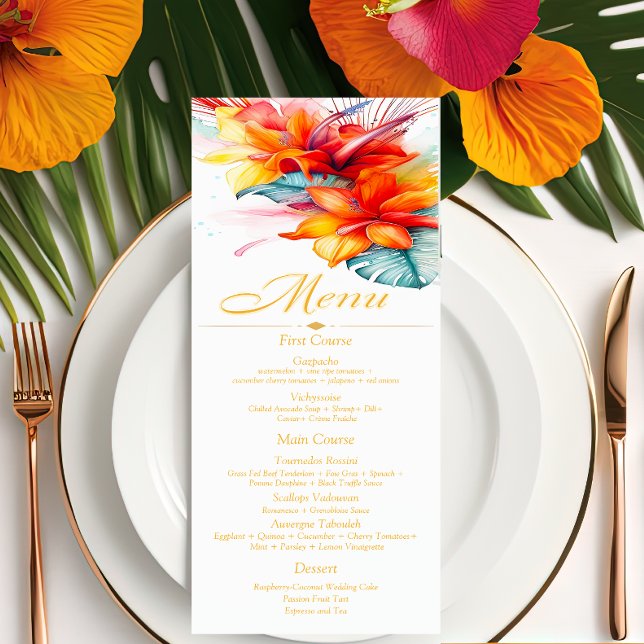 Menu Élégant Mariage Tropical Formal (Créateur téléchargé)