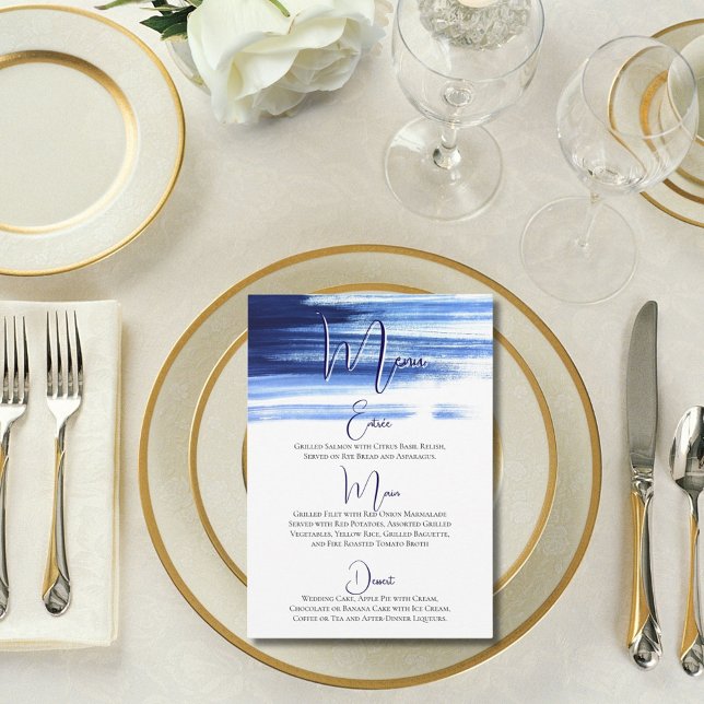 Menu Elégant Marine Aquarelle Réception de mariage (Créateur téléchargé)