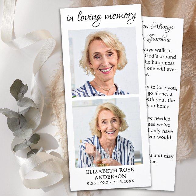 Menu Elégant Memorial 2 Photo Funeral Prayer Card (Créateur téléchargé)